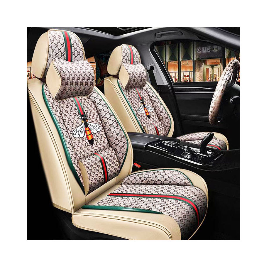 FTY-SEATCOV-2.jpg Luxury Italian Design Inspired Seat Cover & Steering Cover Set (Tan) - Image 1